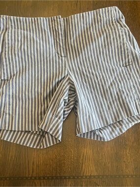 Theory Women’s Size 0 Blue White Pinstripe Shorts Preppy Summer Coastal